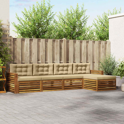 Utomhussoffset med kudde 5 pcs Naturlig och Beige