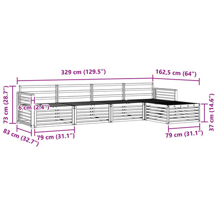 Utomhussoffset 5 pcs Naturfärg Massivt Akaciaträ