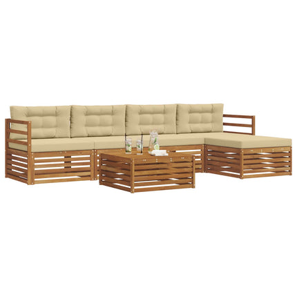 Utomhussoffset med kudde 6 pcs Naturlig och Beige