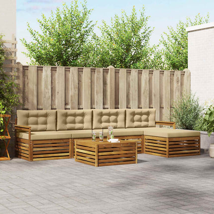 Utomhussoffset med kudde 6 pcs Naturlig och Beige