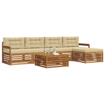 Utomhussoffset med kudde 6 pcs Naturlig och Beige