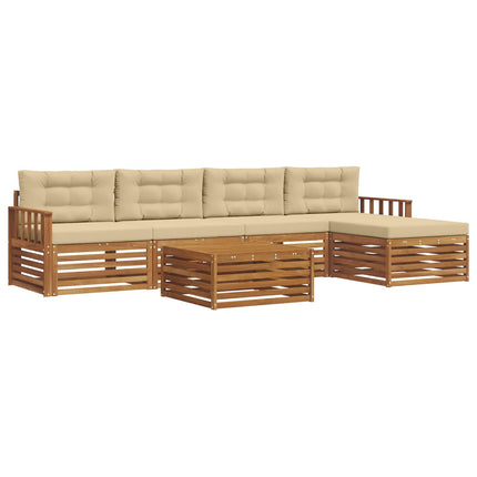 Utomhussoffset med kudde 6 pcs Naturlig och Beige
