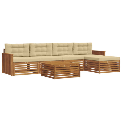 Utomhussoffset med kudde 6 pcs Naturlig och Beige