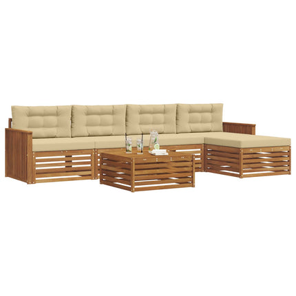 Utomhussoffset med kudde 6 pcs Naturlig och Beige