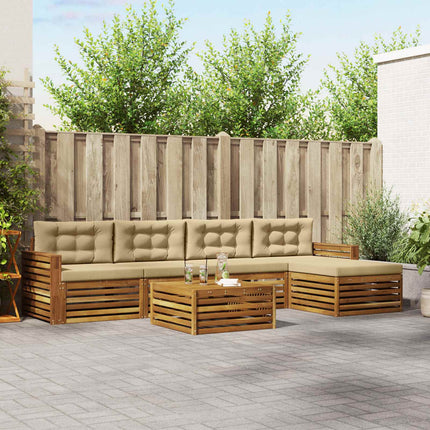 Utomhussoffset med kudde 6 pcs Naturlig och Beige