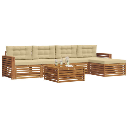 Utomhussoffset med kudde 6 pcs Naturlig och Beige