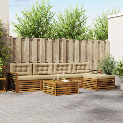 Utomhussoffset med kudde 6 pcs Naturlig och Beige