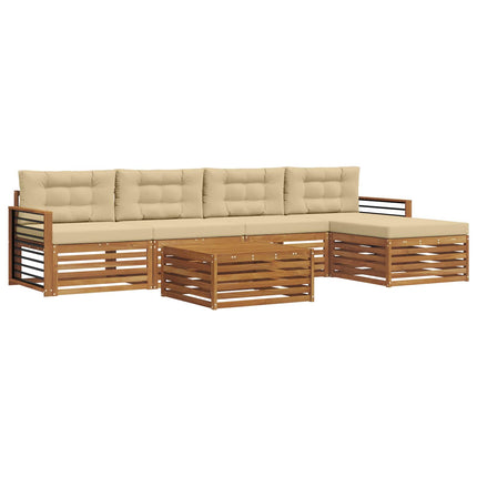 Utomhussoffset med kudde 6 pcs Naturlig och Beige