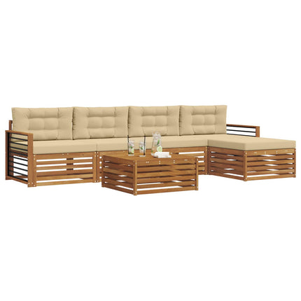 Utomhussoffset med kudde 6 pcs Naturlig och Beige