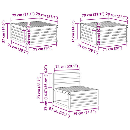Utomhussoffset 6 pcs Naturfärg Massivt Akaciaträ