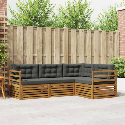 Utomhussoffset med kudde 4 pcs Naturlig och Antracit