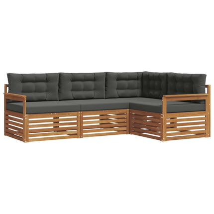 Utomhussoffset med kudde 4 pcs Naturlig och Antracit