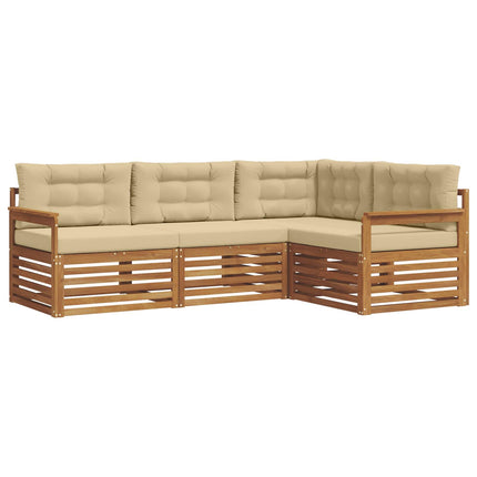 Utomhussoffset med kudde 4 pcs Naturlig och Beige