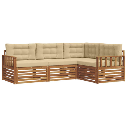Utomhussoffset med kudde 4 pcs Naturlig och Beige