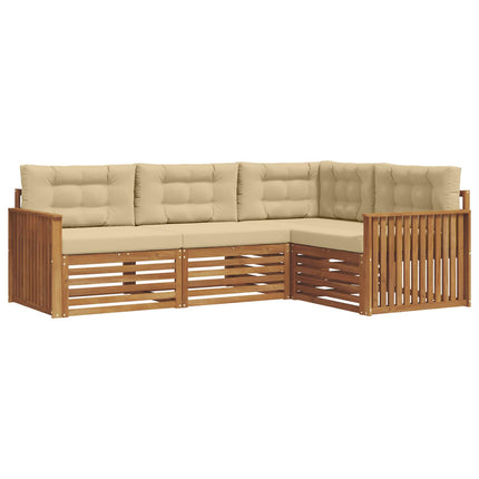 Utomhussoffset med kudde 4 pcs Naturlig och Beige