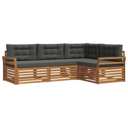 Utomhussoffset med kudde 4 pcs Naturlig och Antracit