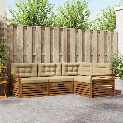 Utomhussoffset med kudde 4 pcs Naturlig och Beige
