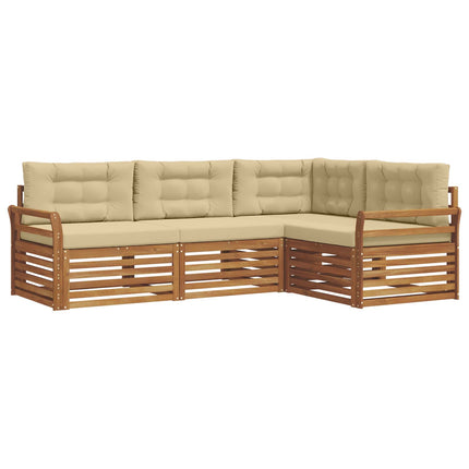 Utomhussoffset med kudde 4 pcs Naturlig och Beige