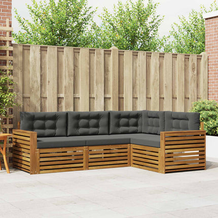 Utomhussoffset med kudde 4 pcs Naturlig och Antracit