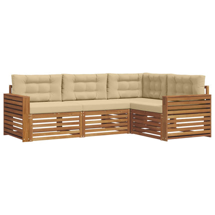 Utomhussoffset med kudde 4 pcs Naturlig och Beige