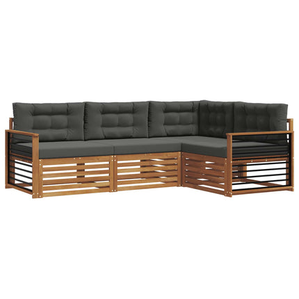 Utomhussoffset med kudde 4 pcs Naturlig och Antracit