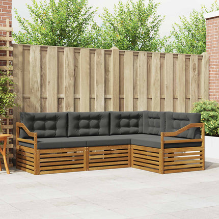 Utomhussoffset med kudde 4 pcs Naturlig och Antracit