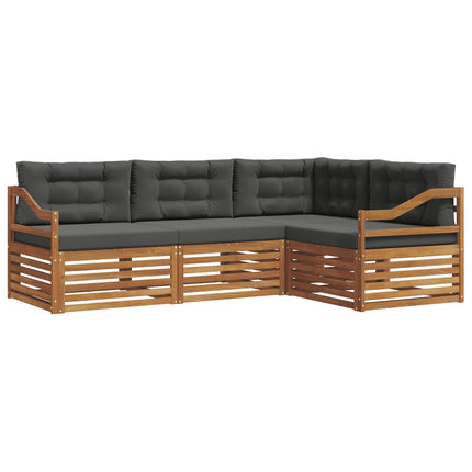 Utomhussoffset med kudde 4 pcs Naturlig och Antracit