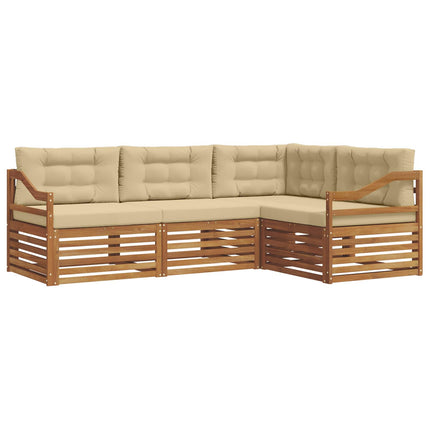 Utomhussoffset med kudde 4 pcs Naturlig och Beige