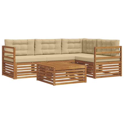 Utomhussoffset med kudde 5 pcs Naturlig och Beige