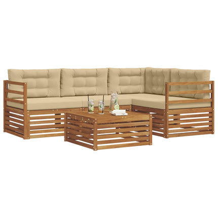 Utomhussoffset med kudde 5 pcs Naturlig och Beige