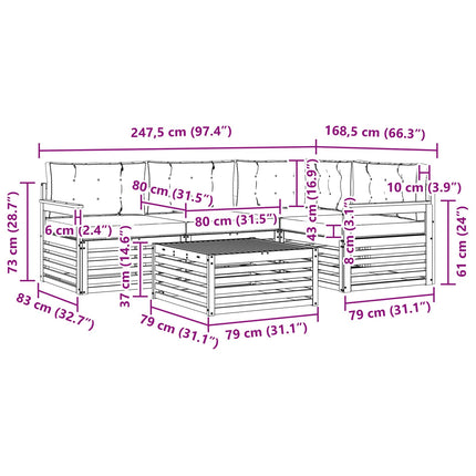 Utomhussoffset med kudde 5 pcs Naturlig och Antracit