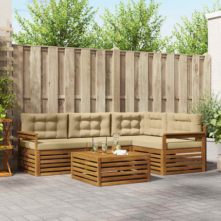 Utomhussoffset med kudde 5 pcs Naturlig och Beige