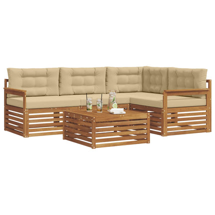 Utomhussoffset med kudde 5 pcs Naturlig och Beige