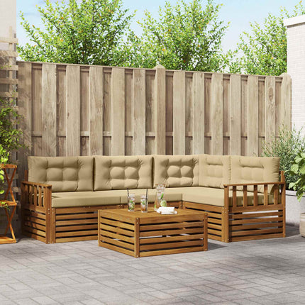 Utomhussoffset med kudde 5 pcs Naturlig och Beige