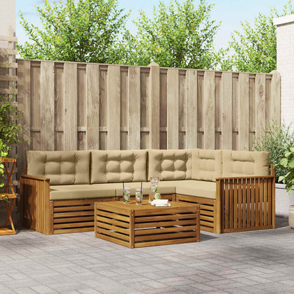 Utomhussoffset med kudde 5 pcs Naturlig och Beige