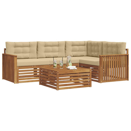 Utomhussoffset med kudde 5 pcs Naturlig och Beige