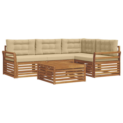 Utomhussoffset med kudde 5 pcs Naturlig och Beige
