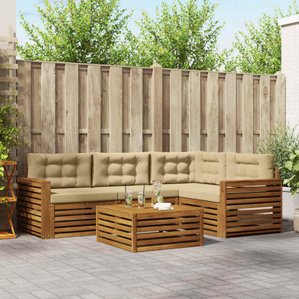 Utomhussoffset med kudde 5 pcs Naturlig och Beige
