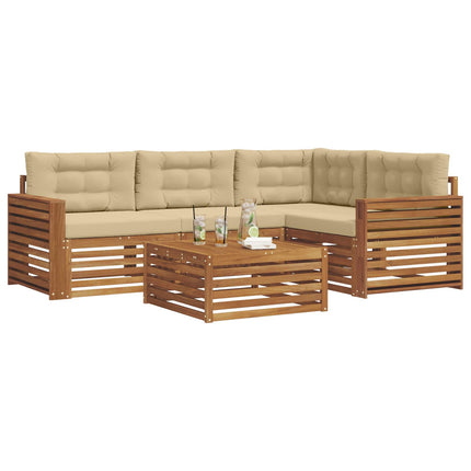 Utomhussoffset med kudde 5 pcs Naturlig och Beige