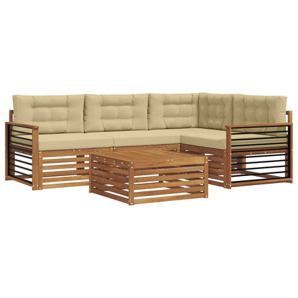 Utomhussoffset med kudde 5 pcs Naturlig och Beige