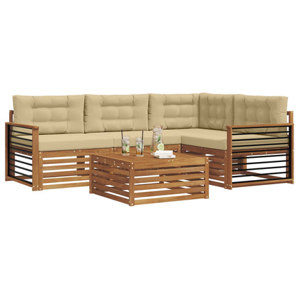 Utomhussoffset med kudde 5 pcs Naturlig och Beige