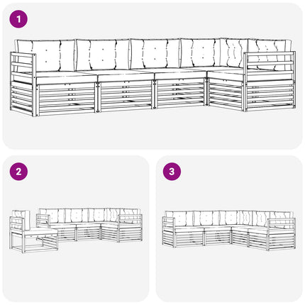 Utomhussoffset med kudde 5 pcs Naturlig och Beige
