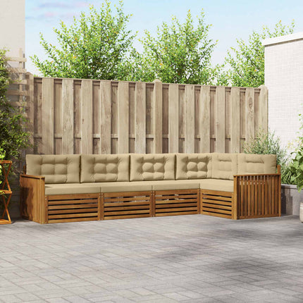 Utomhussoffset med kudde 5 pcs Naturlig och Beige