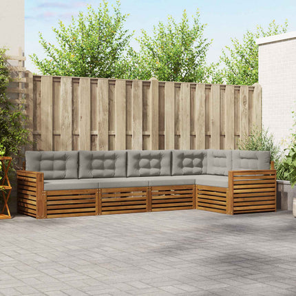 Utomhussoffset med kudde 5 pcs Naturlig och Ljus Grå