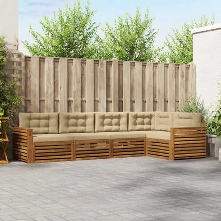 Utomhussoffset med kudde 5 pcs Naturlig och Beige