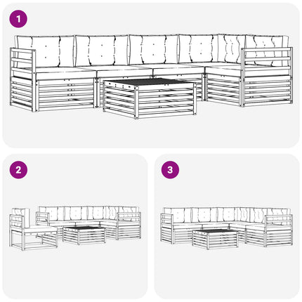 Utomhussoffset med kudde 6 pcs Naturlig och Grädde