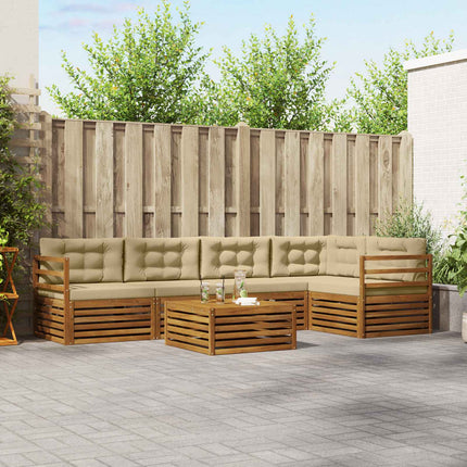 Utomhussoffset med kudde 6 pcs Naturlig och Beige
