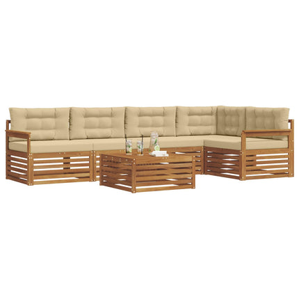 Utomhussoffset med kudde 6 pcs Naturlig och Beige