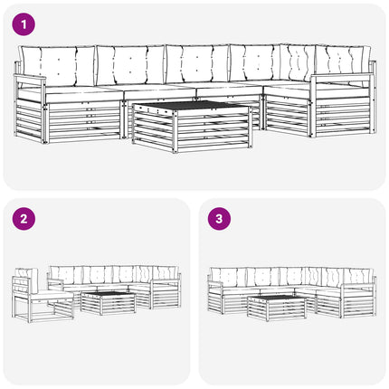 Utomhussoffset med kudde 6 pcs Naturlig och Beige