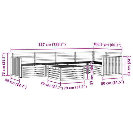 Utomhussoffset 6 pcs Naturfärg